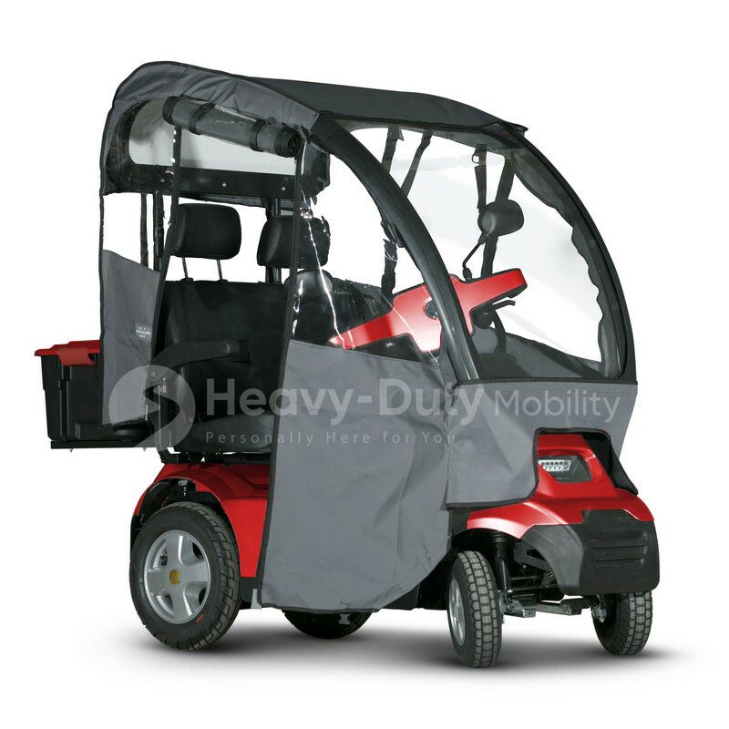 Red Afiscooter S4 Dual Seat Mobility Scooter with Canopy Rain Cover