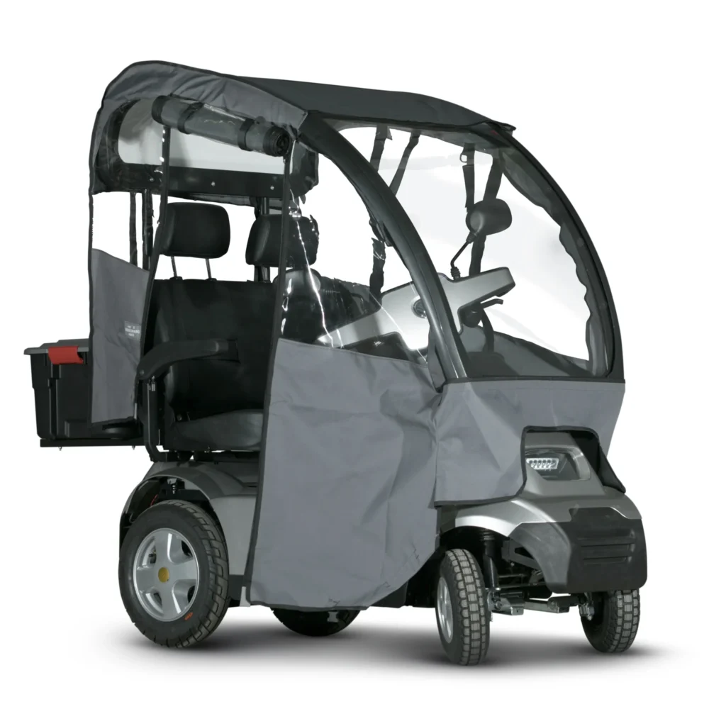 Silver Afiscooter S4 Dual Seat with Canopy Rain Cover Mobility Scooter