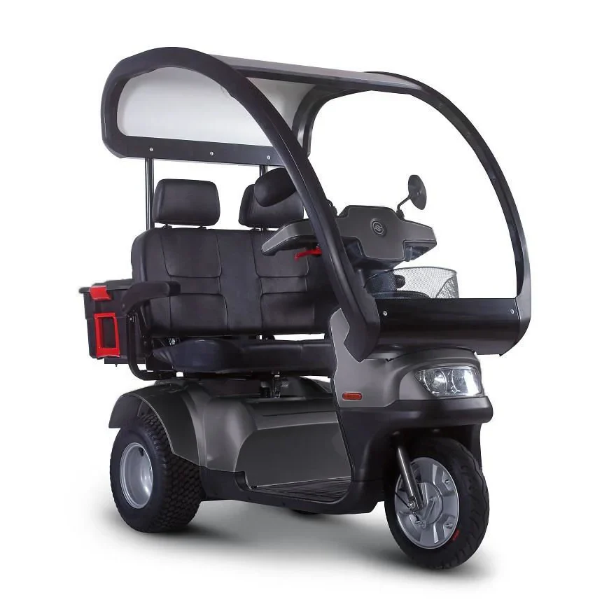 Gray Afiscooter S3 Dual Seat Mobility Scooter with Canopy and Golf Tires