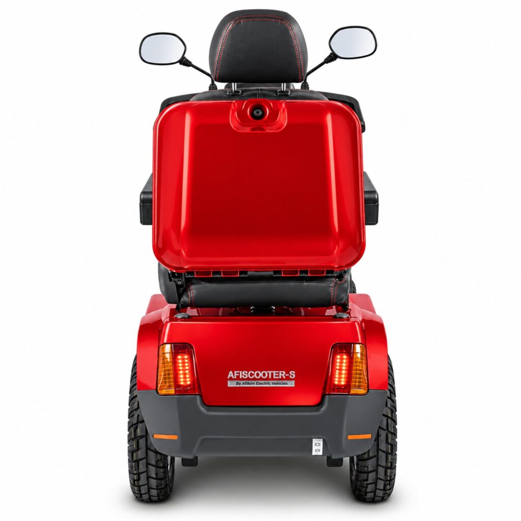 Back View of Red Afiscooter S4 Mobility Scooter