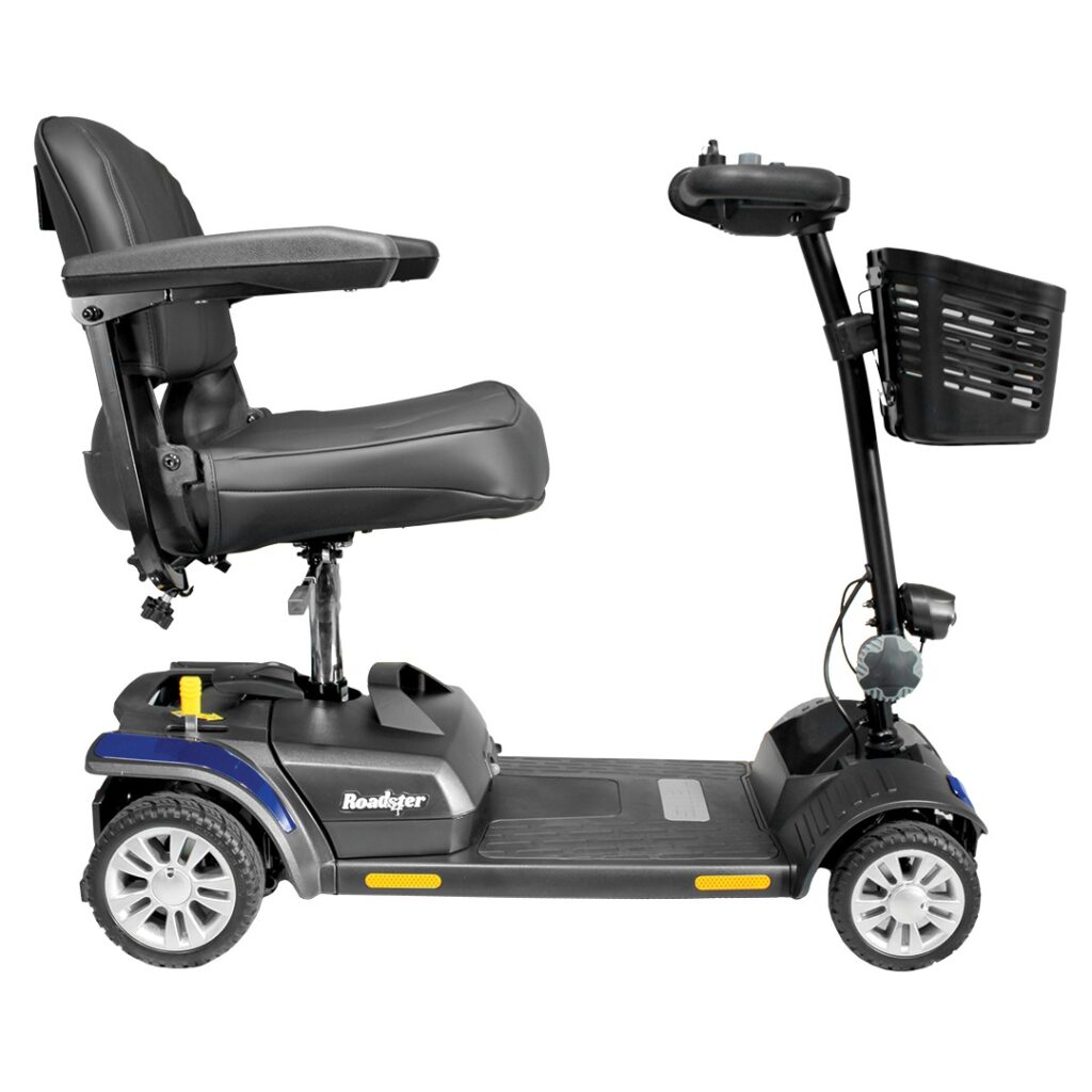 Merits Roadster S4 S741RS4 mobility scooter side view in blue